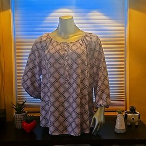 EUC Croft & Barrow Partial Button Blouse - Size XL